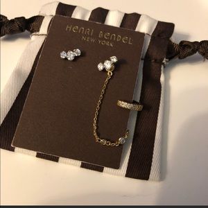 Henri Bendel Luxe Stud Earrings with Ear Cuff NWT!